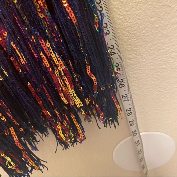 Weissman Dance costume blue sassy fringe sequin dress Misbehave 16291 Adult MA - Picture 9 of 10